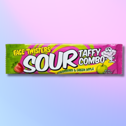 Face Twisters Sour Taffy Strawberry & Green Apple Combo Bar 40 g