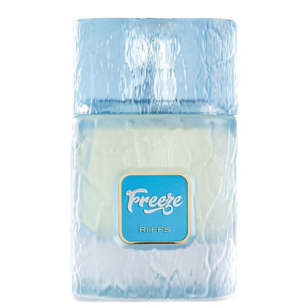 alt="Riiiffs Freeze 100ml EDP for men – fresh fragrance with citrus, aquatic, and woody accords"