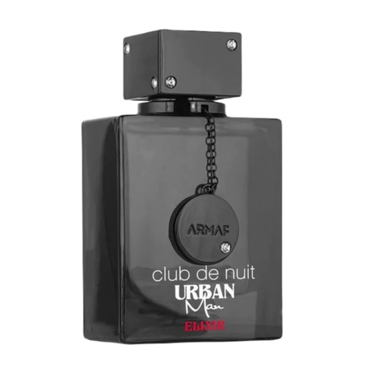 Black Armaf Club de Nuit Urban Man perfume bottle on a white background